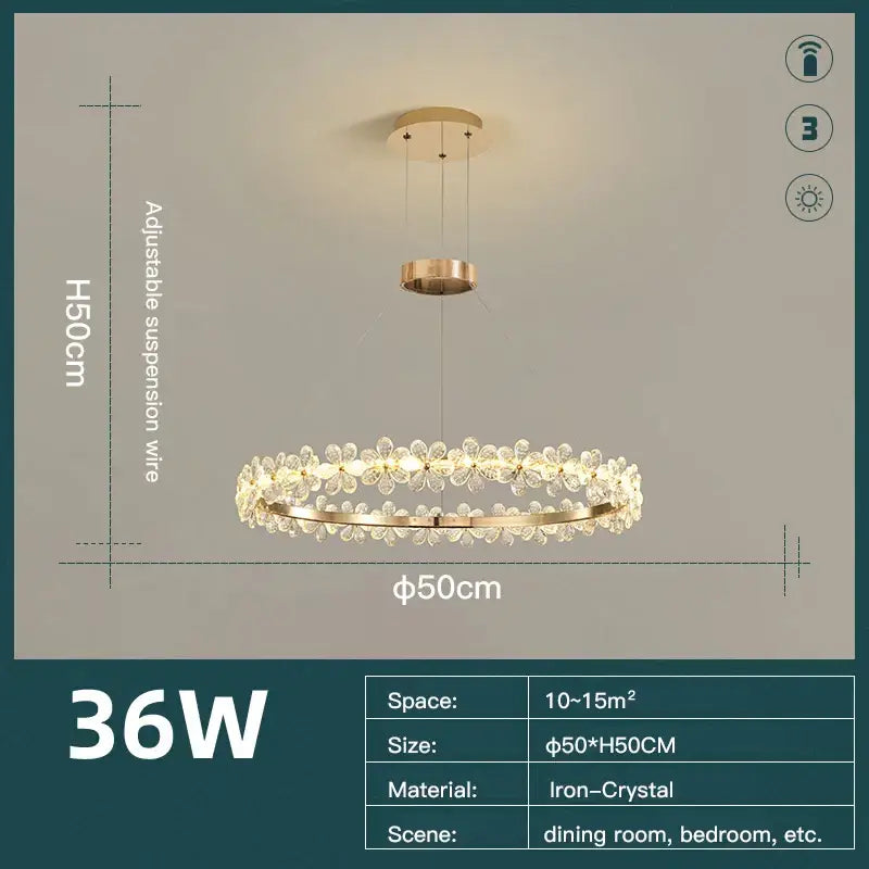 Gold Crystal 60cm Pendant Chandelier