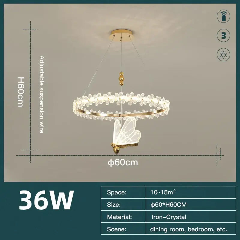Gold Crystal 60cm Pendant Chandelier