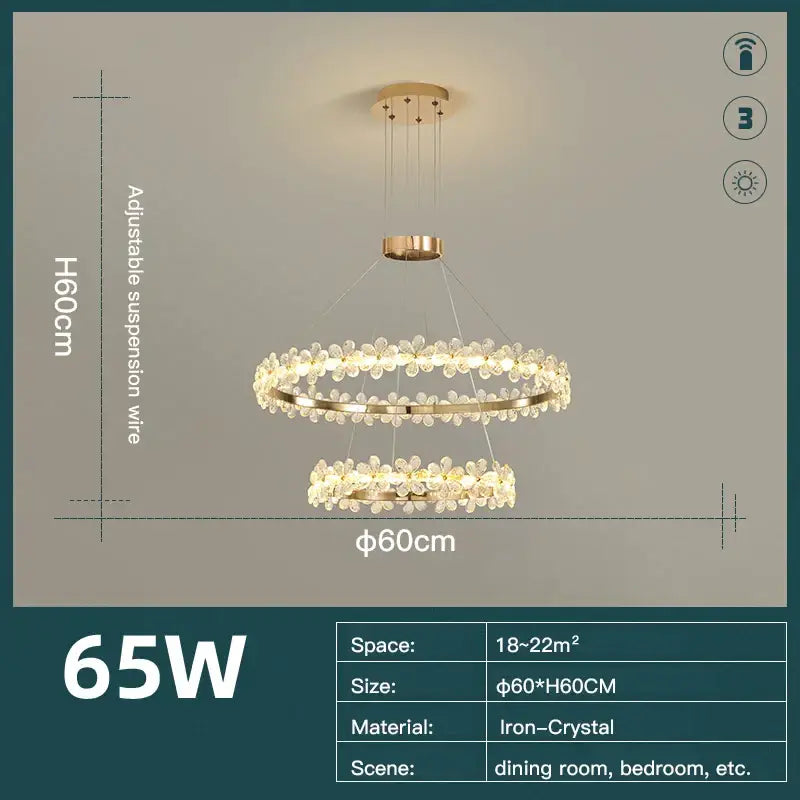 Gold Crystal 60cm Pendant Chandelier