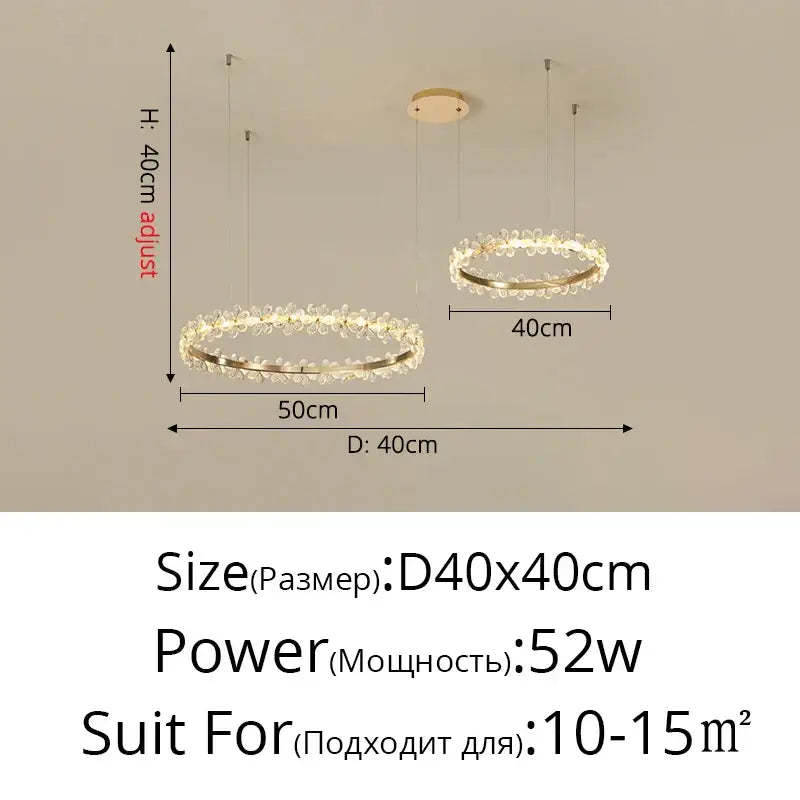 Gold Crystal 60cm Pendant Chandelier