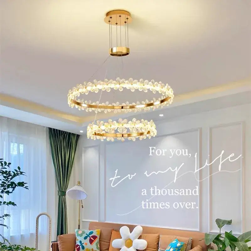 Gold Crystal 60cm Pendant Chandelier