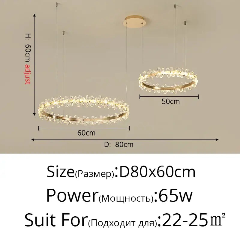Gold Crystal 60cm Pendant Chandelier