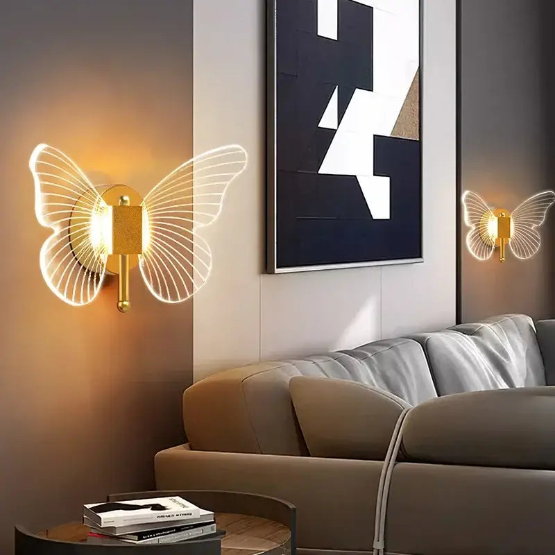 Gold Butterfly Wall Sconce with Translucent Wings
