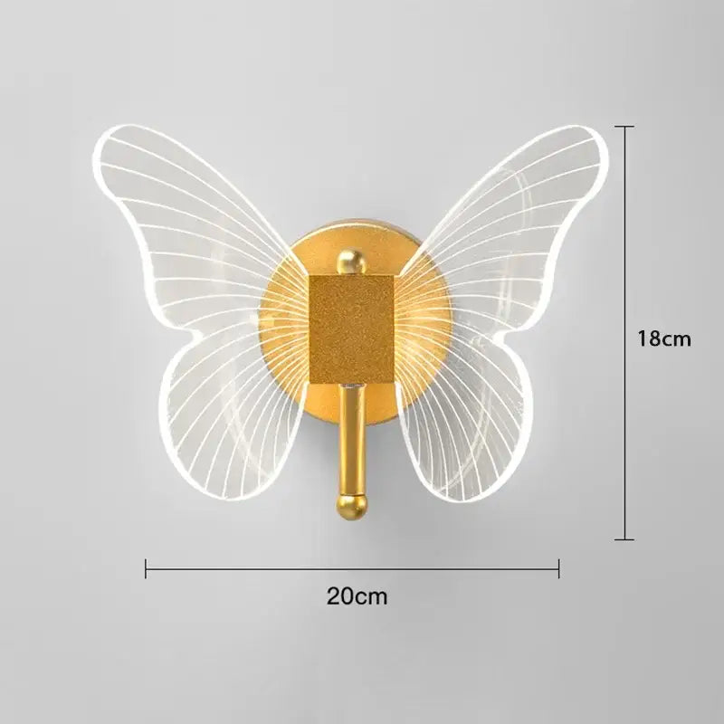 Gold Butterfly Wall Sconce with Translucent Wings