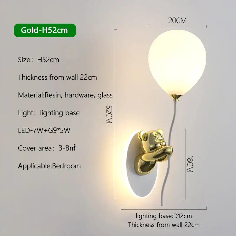 Gold Bear Balloon Lamp