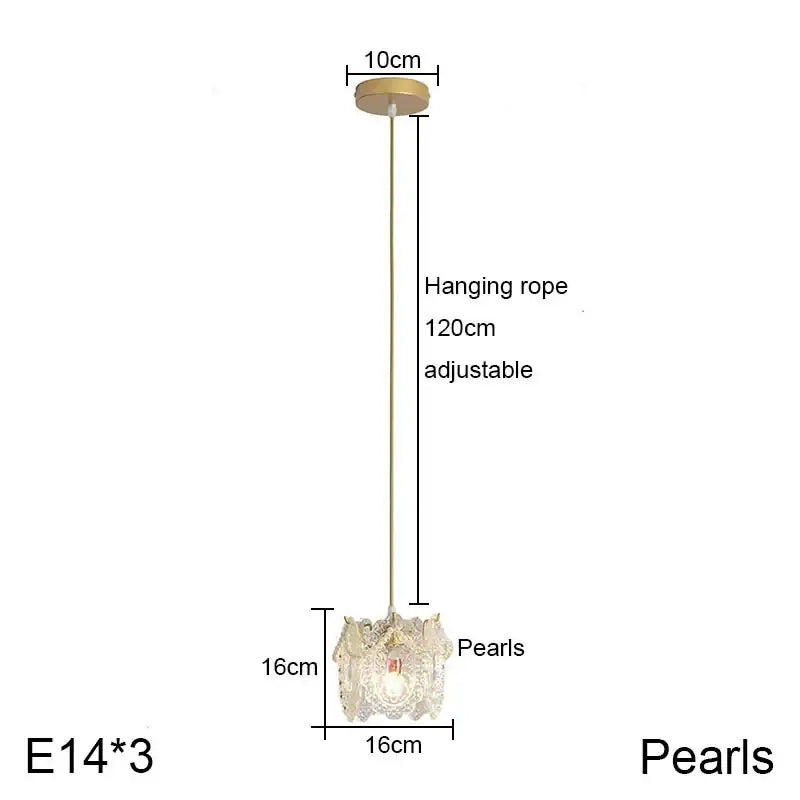 Gold Glass Pearl Chandelier