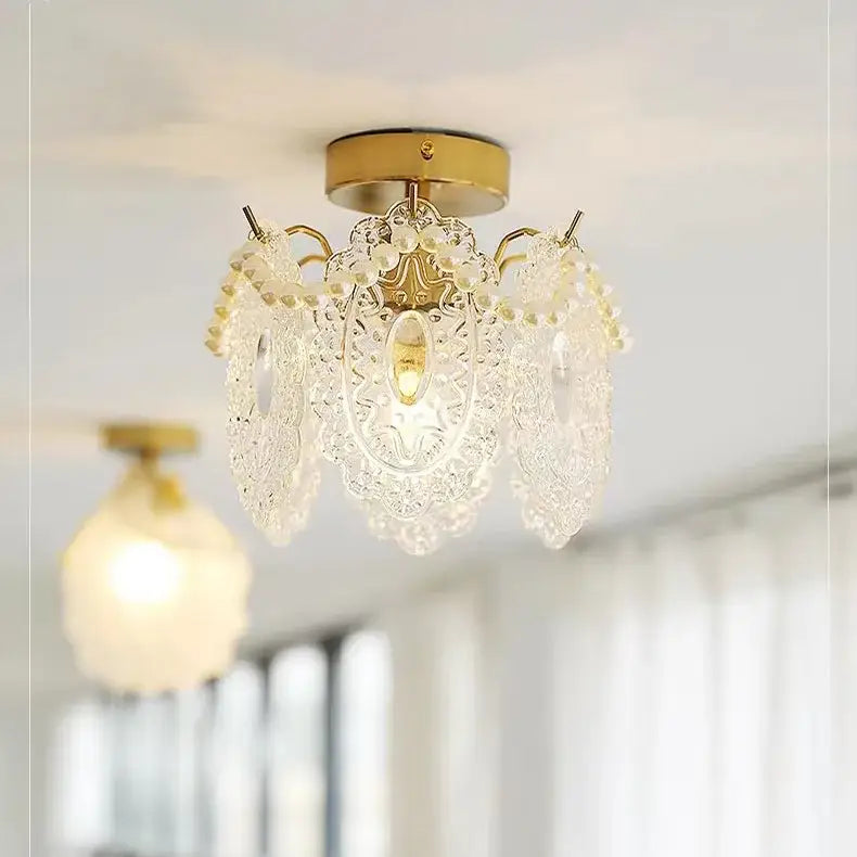 Gold Glass Pearl Chandelier