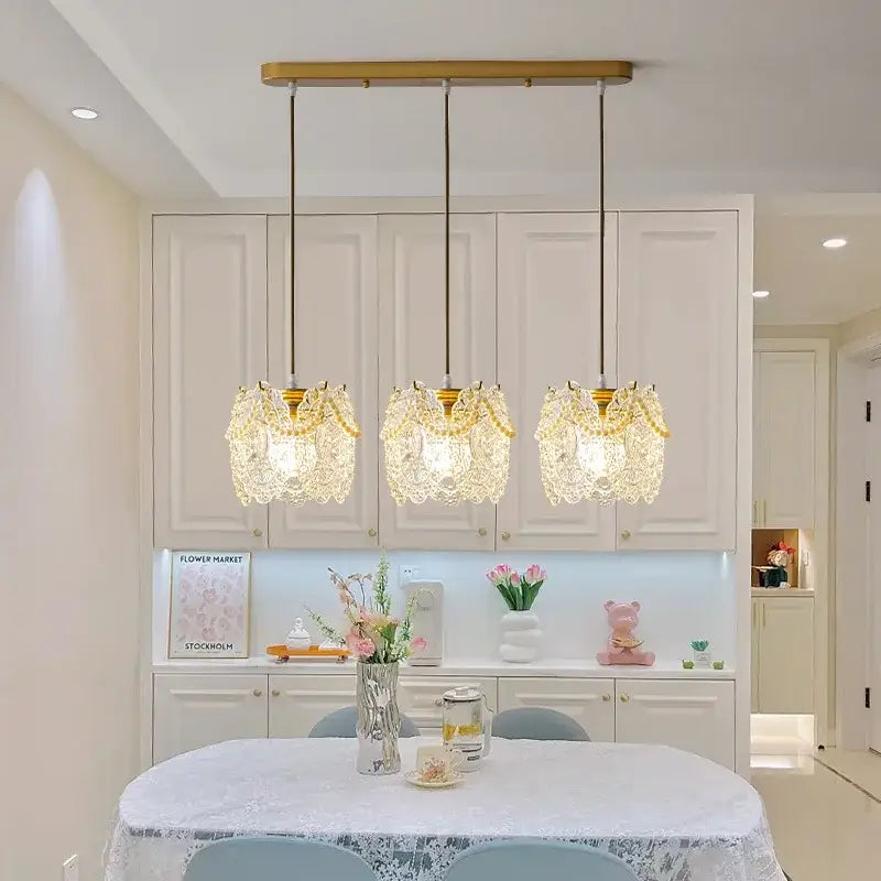 Gold Glass Pearl Chandelier