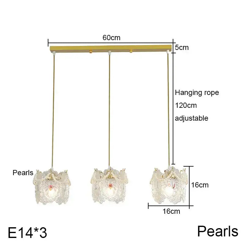 Gold Glass Pearl Chandelier