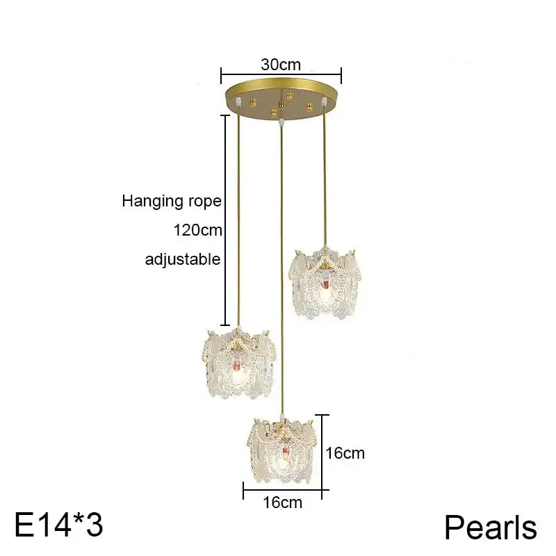 Gold Glass Pearl Chandelier