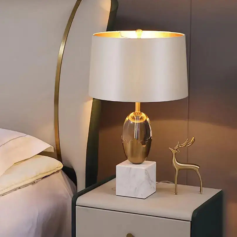 Gold Crystal Table Lamp With Marble Base