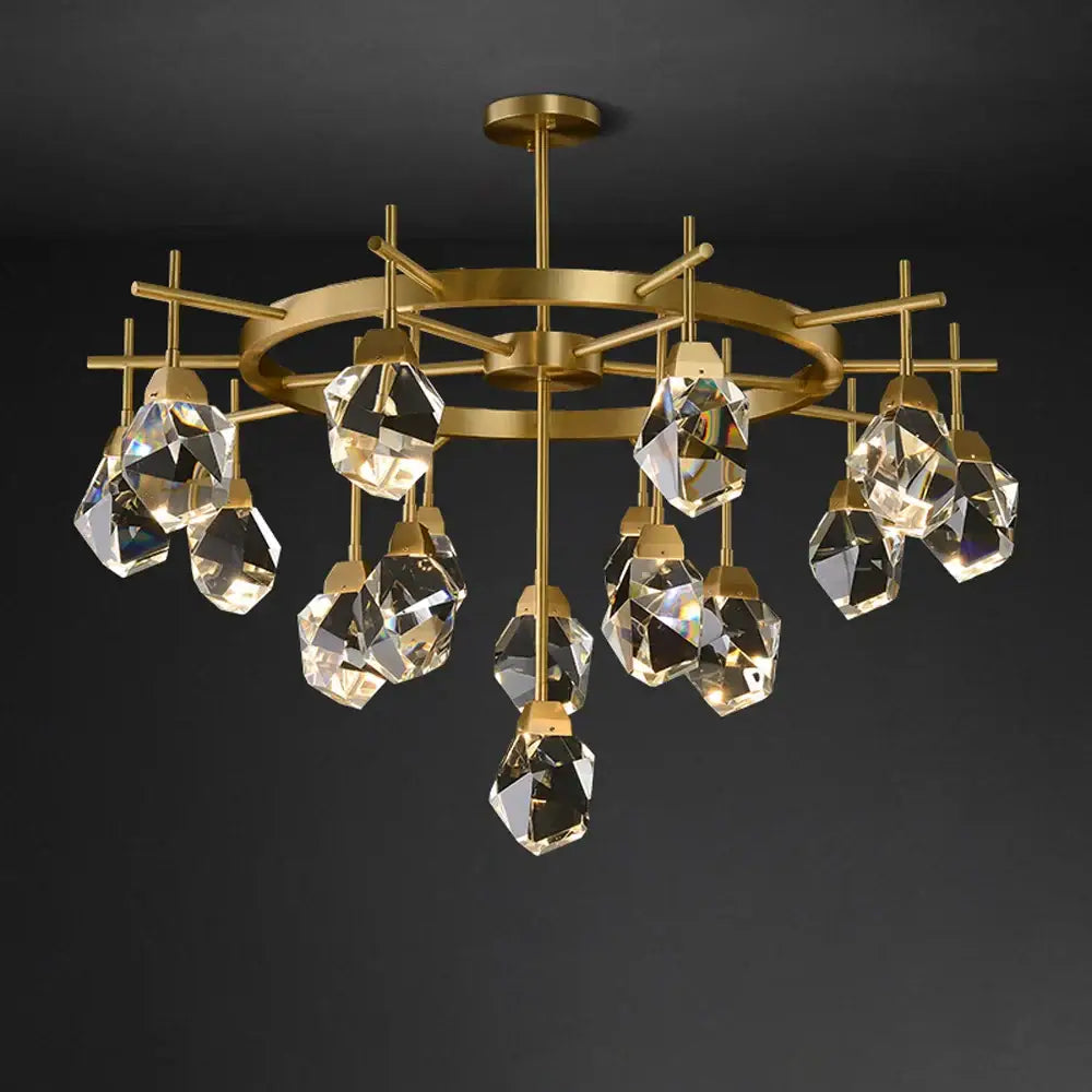 Gold Diamond Crystal 16-Light Chandelier