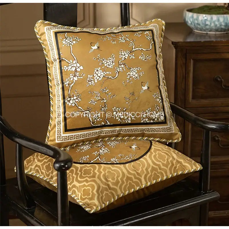 Gold Crane Lumbar Pillowcase