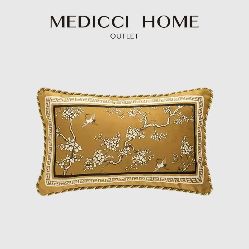 Gold Crane Lumbar Pillowcase