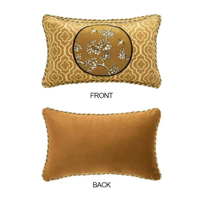 Gold Crane Lumbar Pillowcase