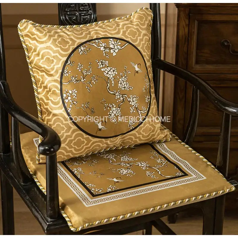 Gold Crane Lumbar Pillowcase