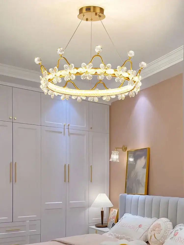 Gold Crown Crystal Chandelier