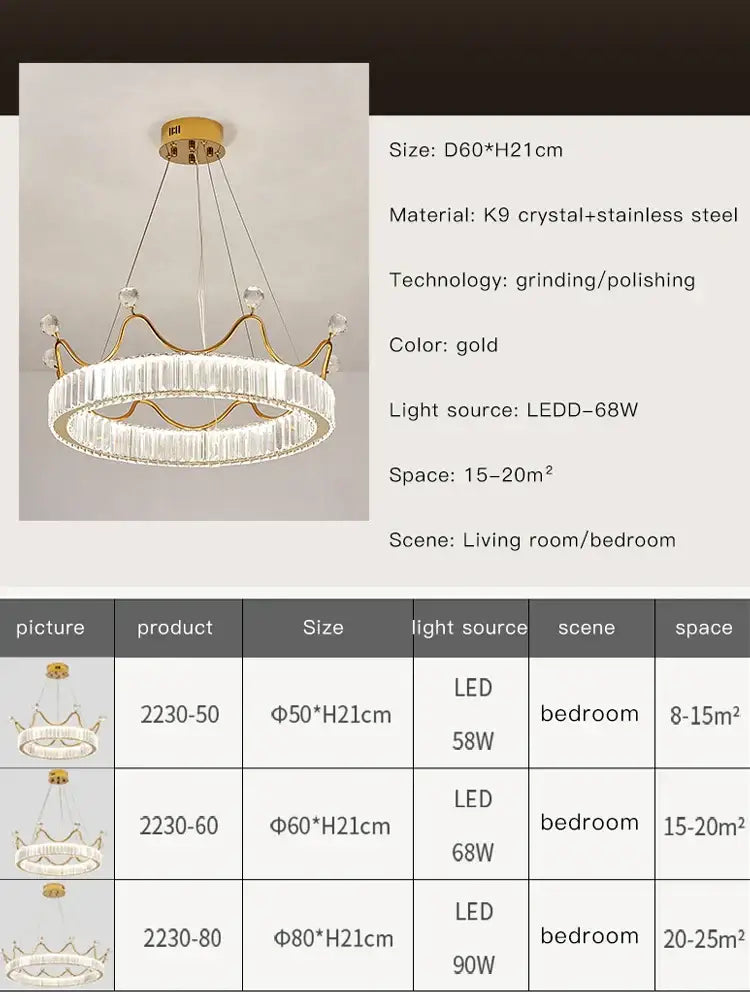 Gold Crown Crystal Chandelier