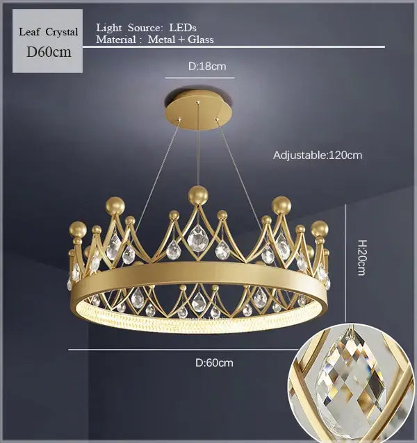 Gold Crystal Pendant Chandelier with Water Drop Crystals