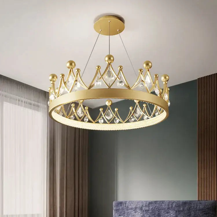 Gold Crystal Pendant Chandelier with Water Drop Crystals
