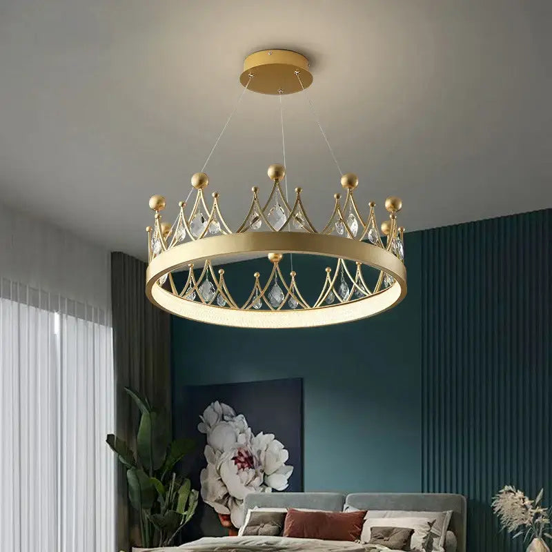 Gold Crystal Pendant Chandelier with Water Drop Crystals