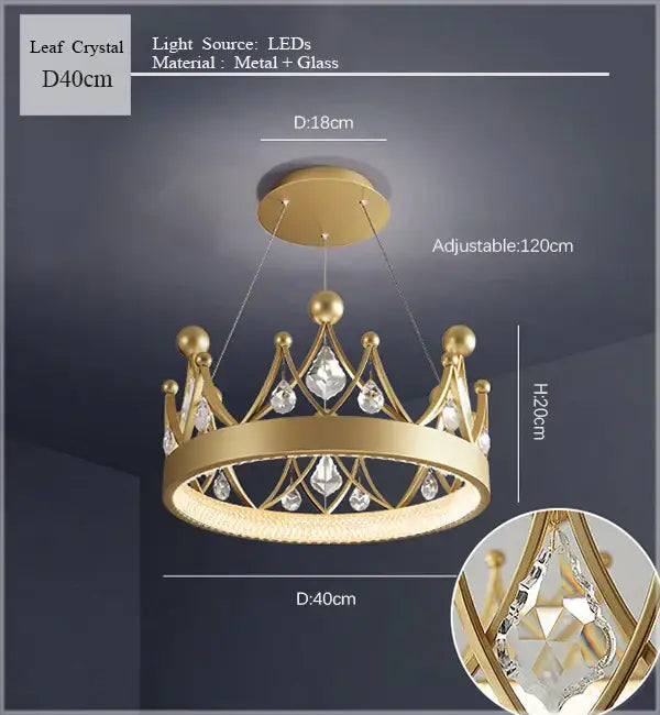Gold Crystal Pendant Chandelier with Water Drop Crystals