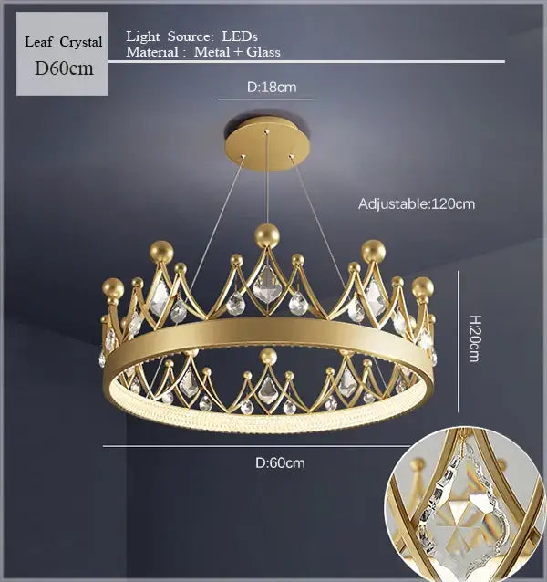 Gold Crystal Pendant Chandelier with Water Drop Crystals