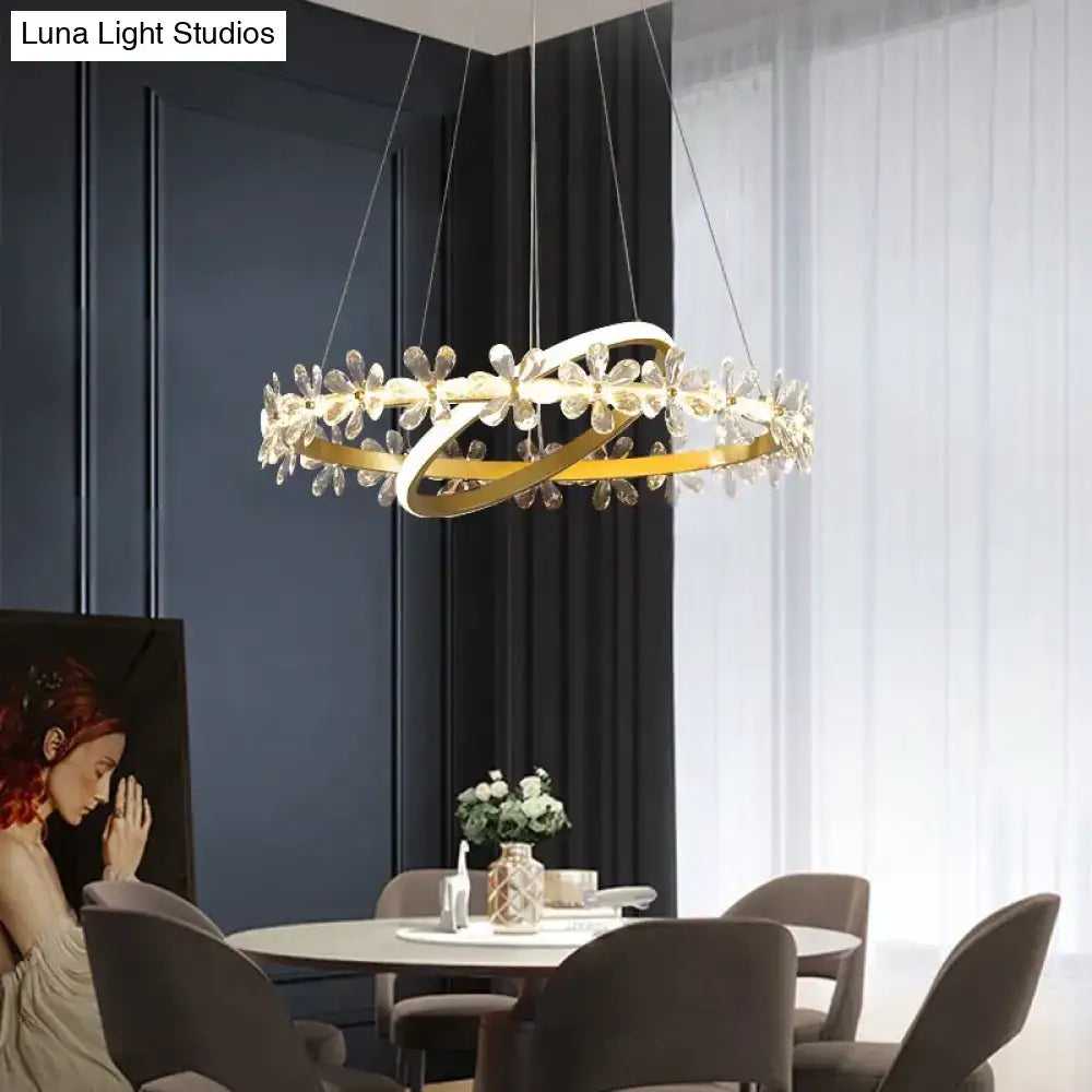 Gold Crystal Flower Nordic Pendant Light