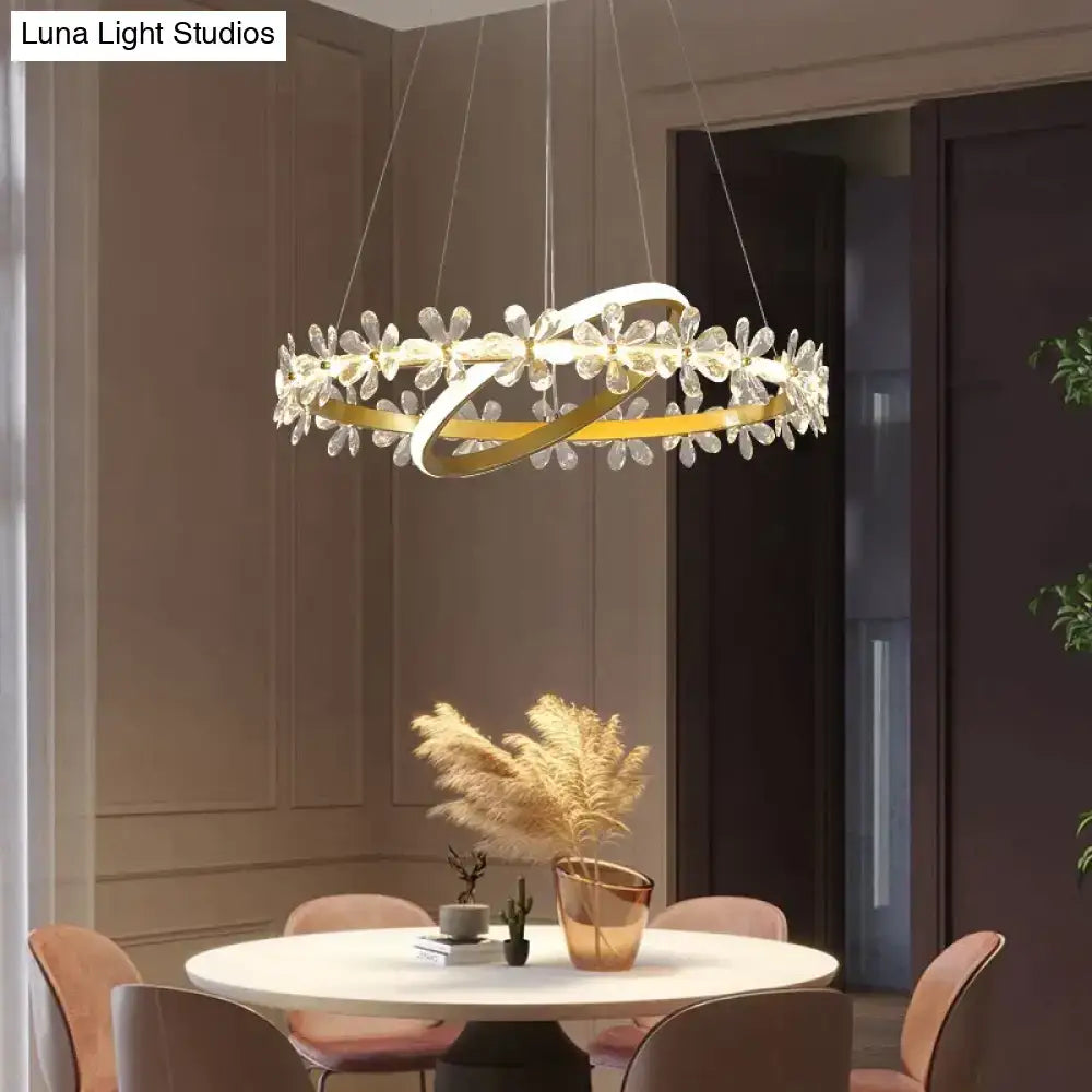 Gold Crystal Flower Nordic Pendant Light