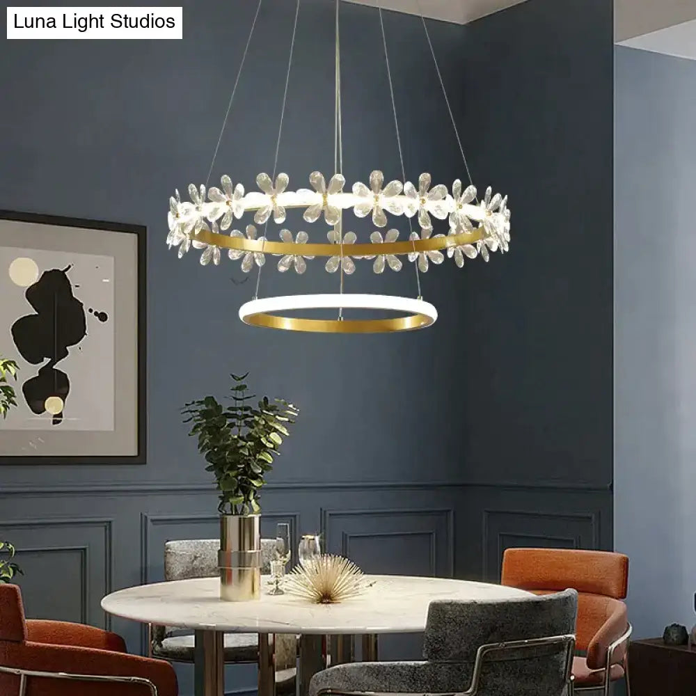 Gold Crystal Flower Nordic Pendant Light