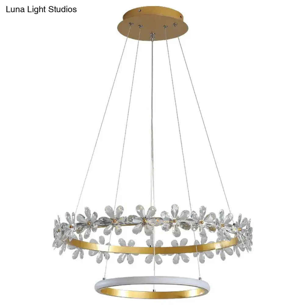 Gold Crystal Flower Nordic Pendant Light