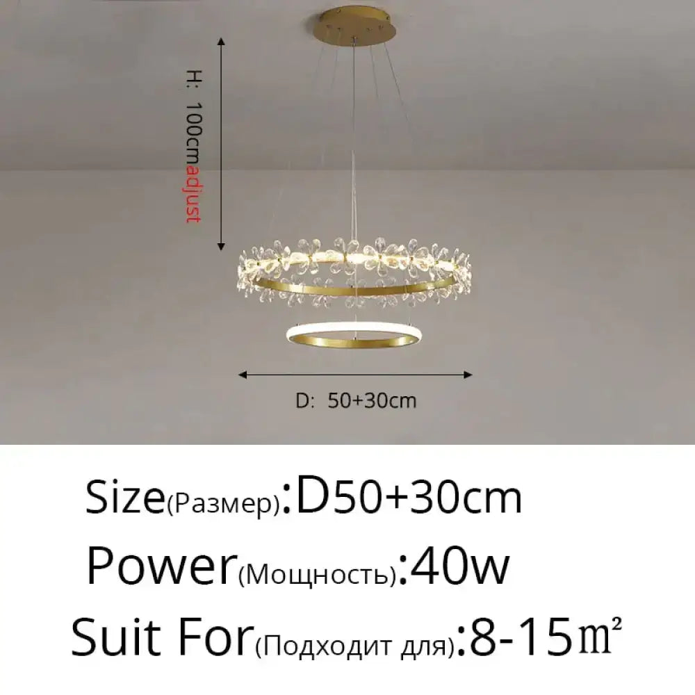 Gold Crystal Flower Nordic Pendant Light