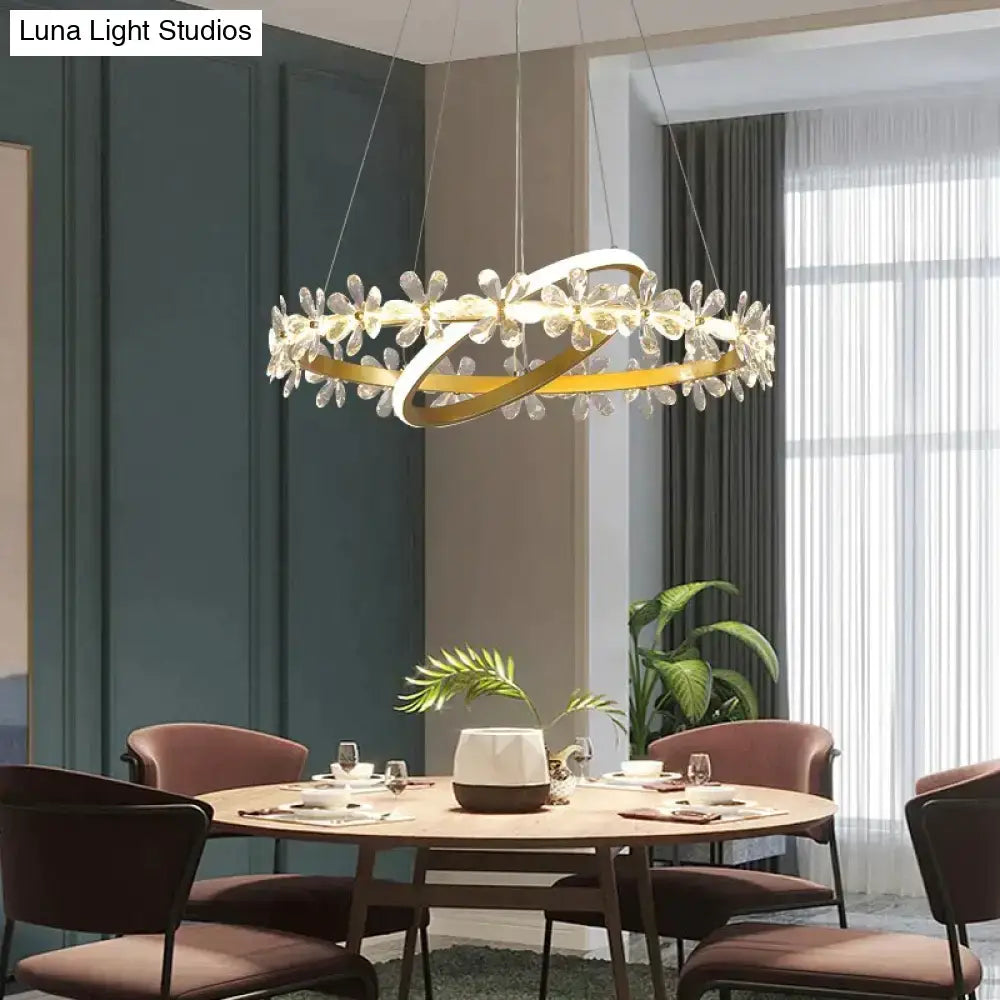 Gold Crystal Flower Nordic Pendant Light