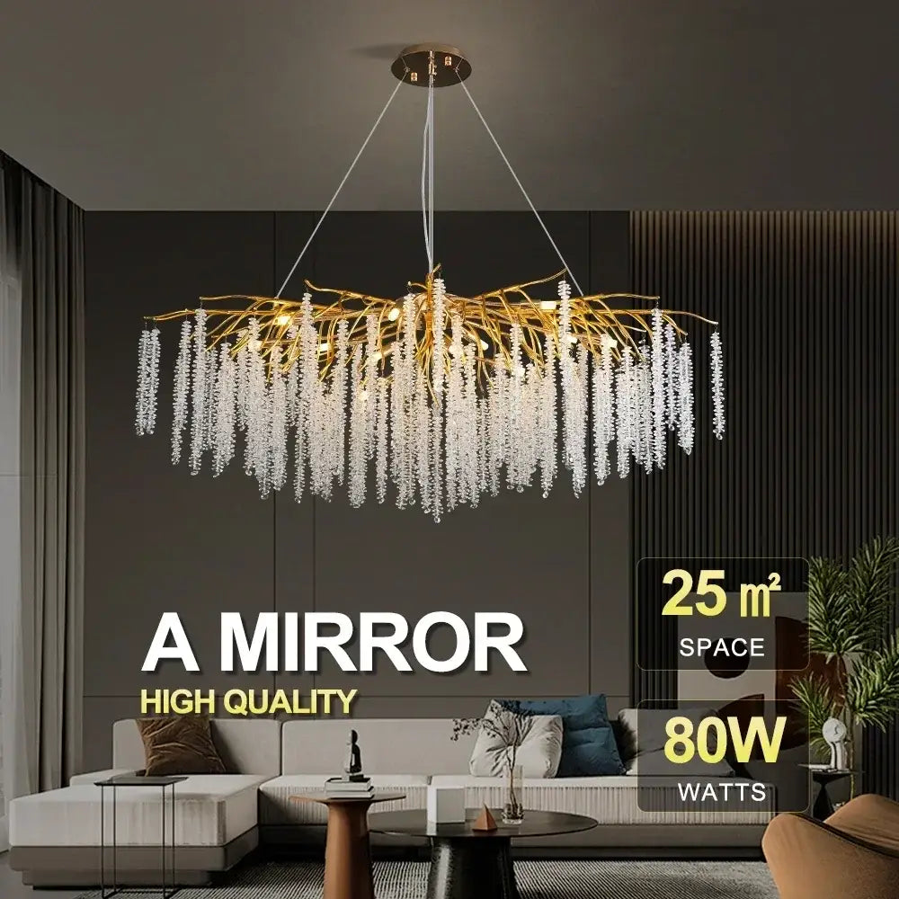 Gold Crystal Ceiling Chandelier for Living Room