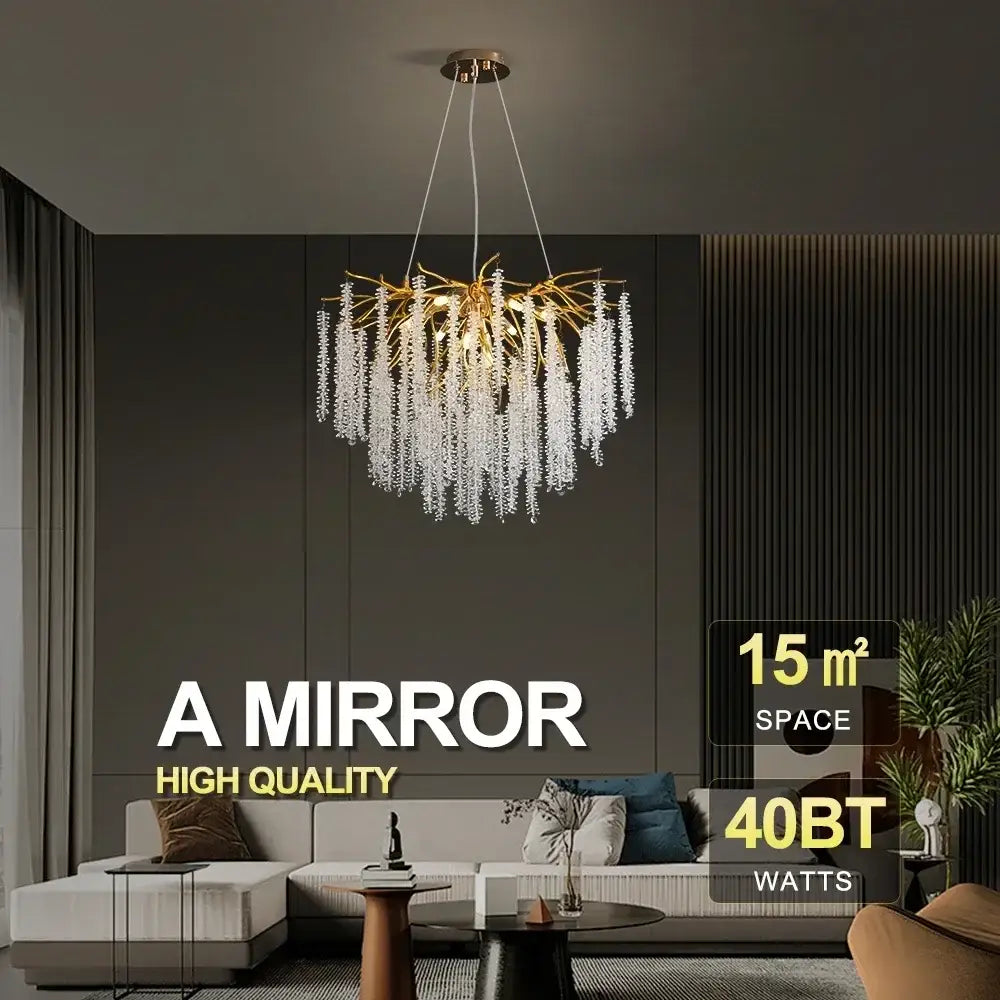 Gold Crystal Ceiling Chandelier for Living Room