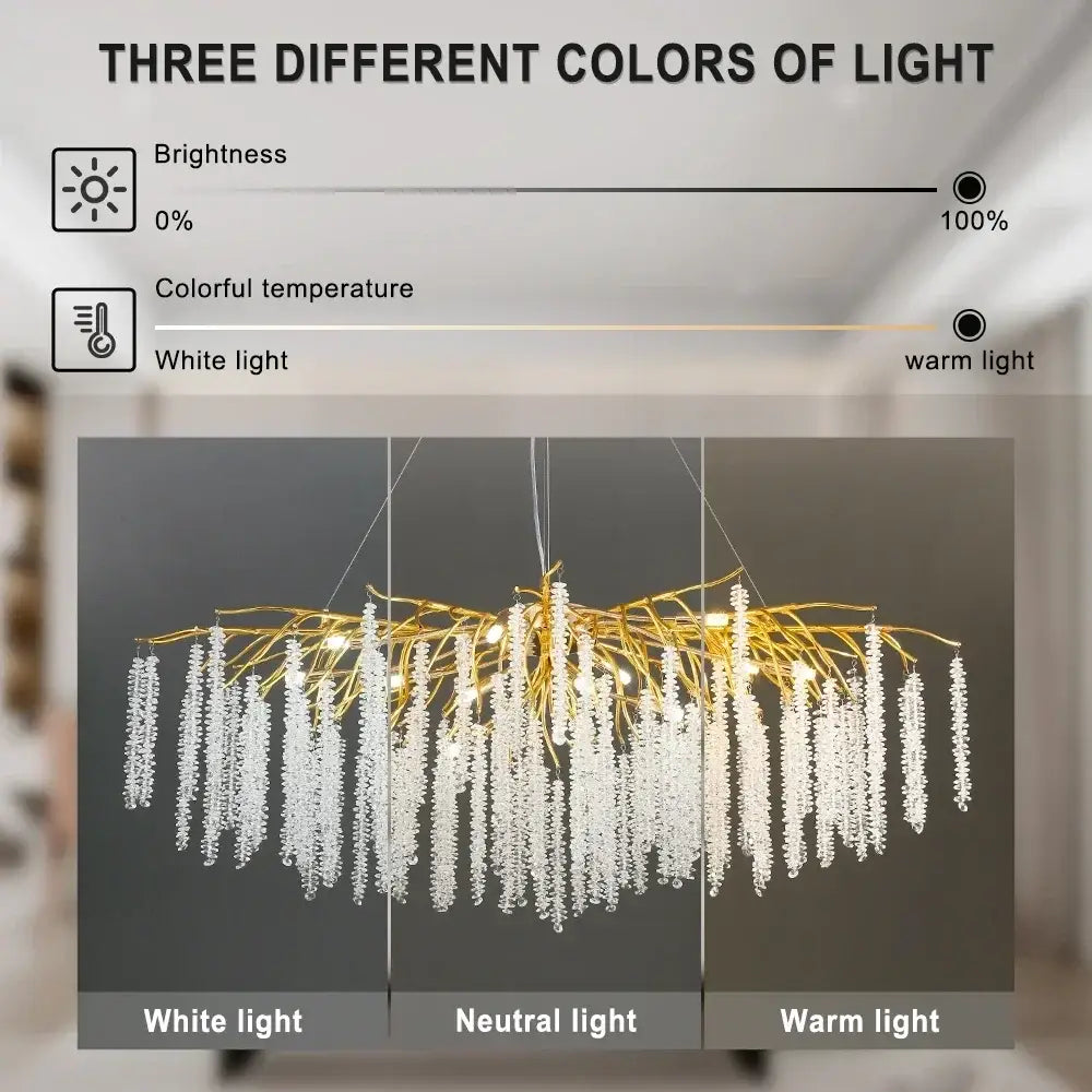 Gold Crystal Ceiling Chandelier for Living Room