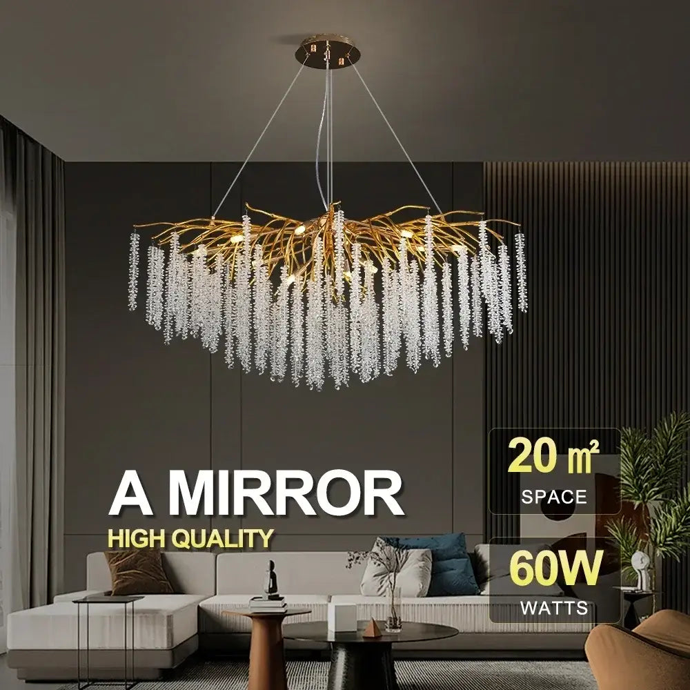 Gold Crystal Ceiling Chandelier for Living Room