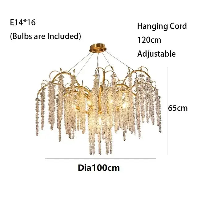 Gold Crystal 120cm Pendant Light