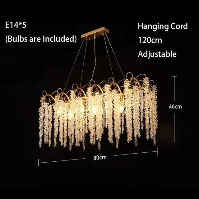 Gold Crystal 120cm Pendant Light