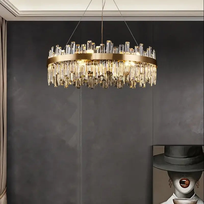 Gold Oval LED 150cm Stainless Steel Chandelier