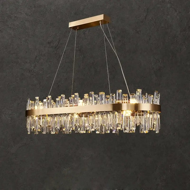 Gold Oval LED 150cm Stainless Steel Chandelier