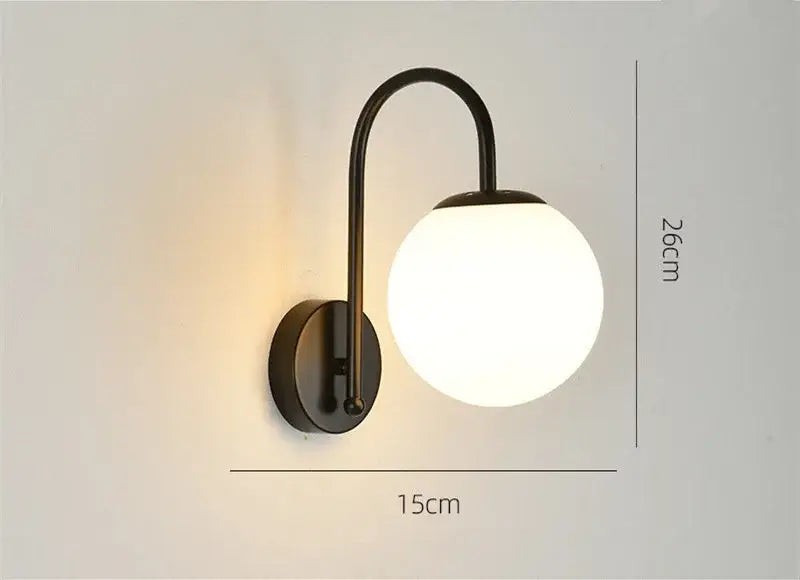 Gold Glass Ball Nordic Living Room Wall Sconce
