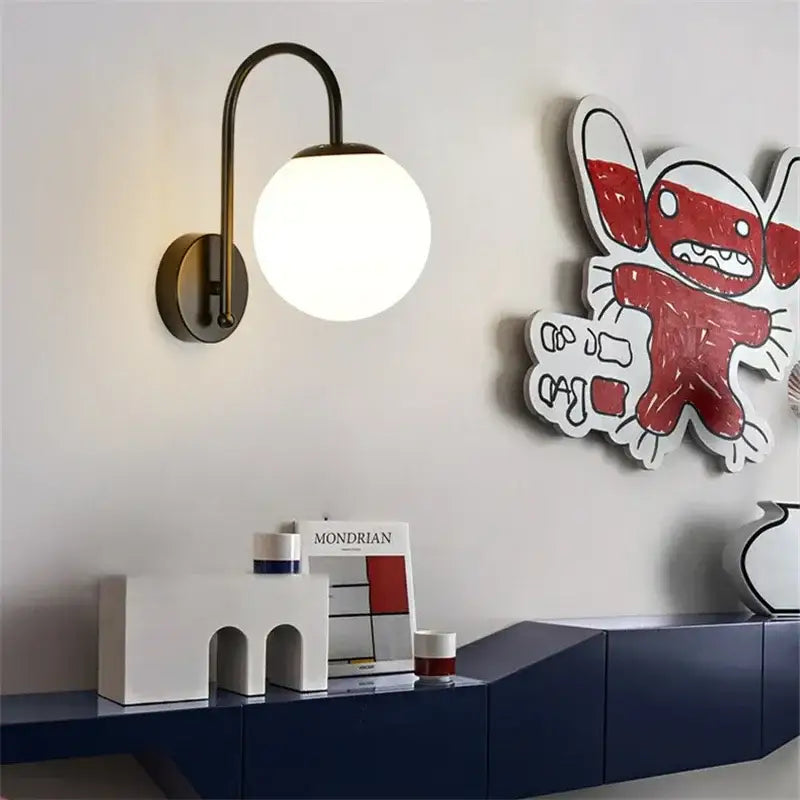 Gold Glass Ball Nordic Living Room Wall Sconce