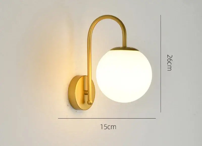 Gold Glass Ball Nordic Living Room Wall Sconce