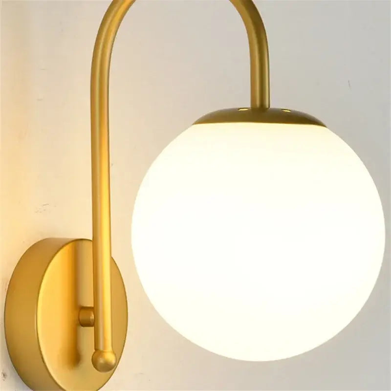 Gold Glass Ball Nordic Living Room Wall Sconce