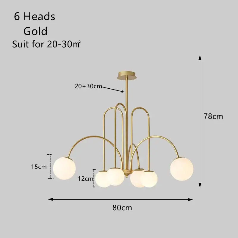 Gold Glass Ball Pendant Chandelier