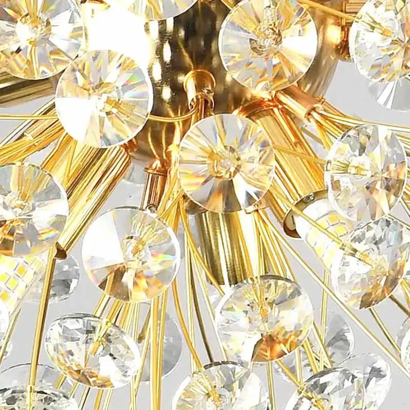 Gold Dandelion Crystal 100cm Chandelier