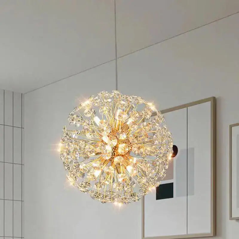 Gold Dandelion Crystal 100cm Chandelier