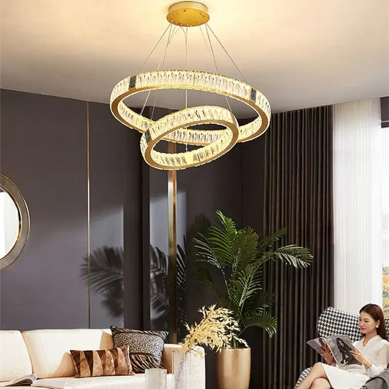 Gold Crystal Round Ceiling Chandelier