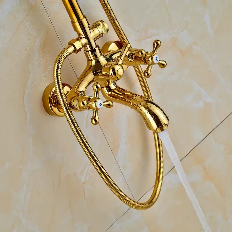 Gold Rainfall Shower Ceramic Bathroom System
